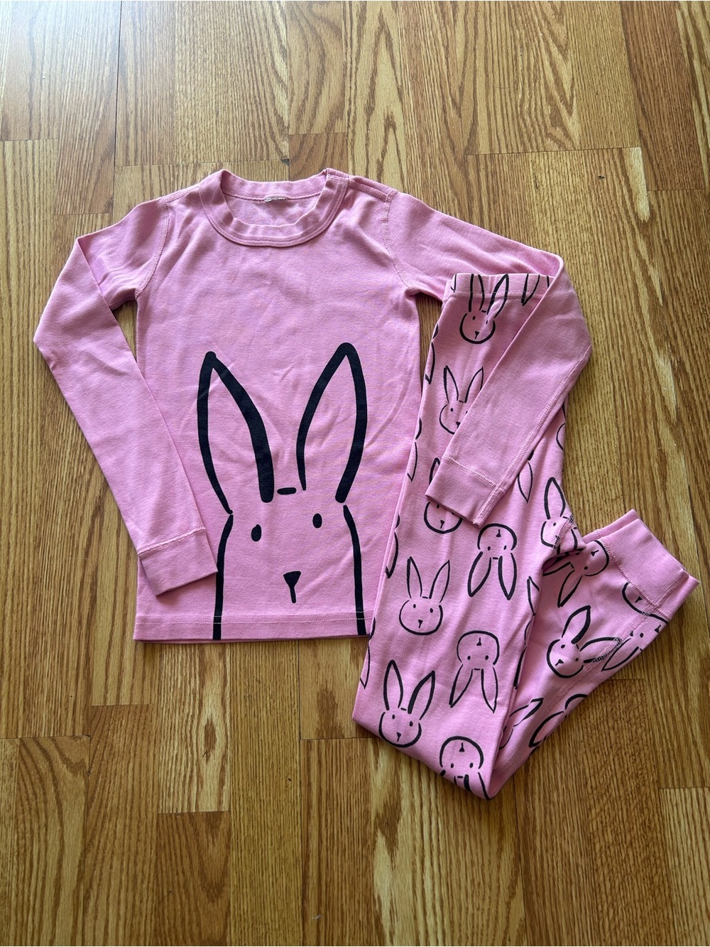 Hanna Andersson Girls Pink Bunny Pajama Set EUC Size 130/US8